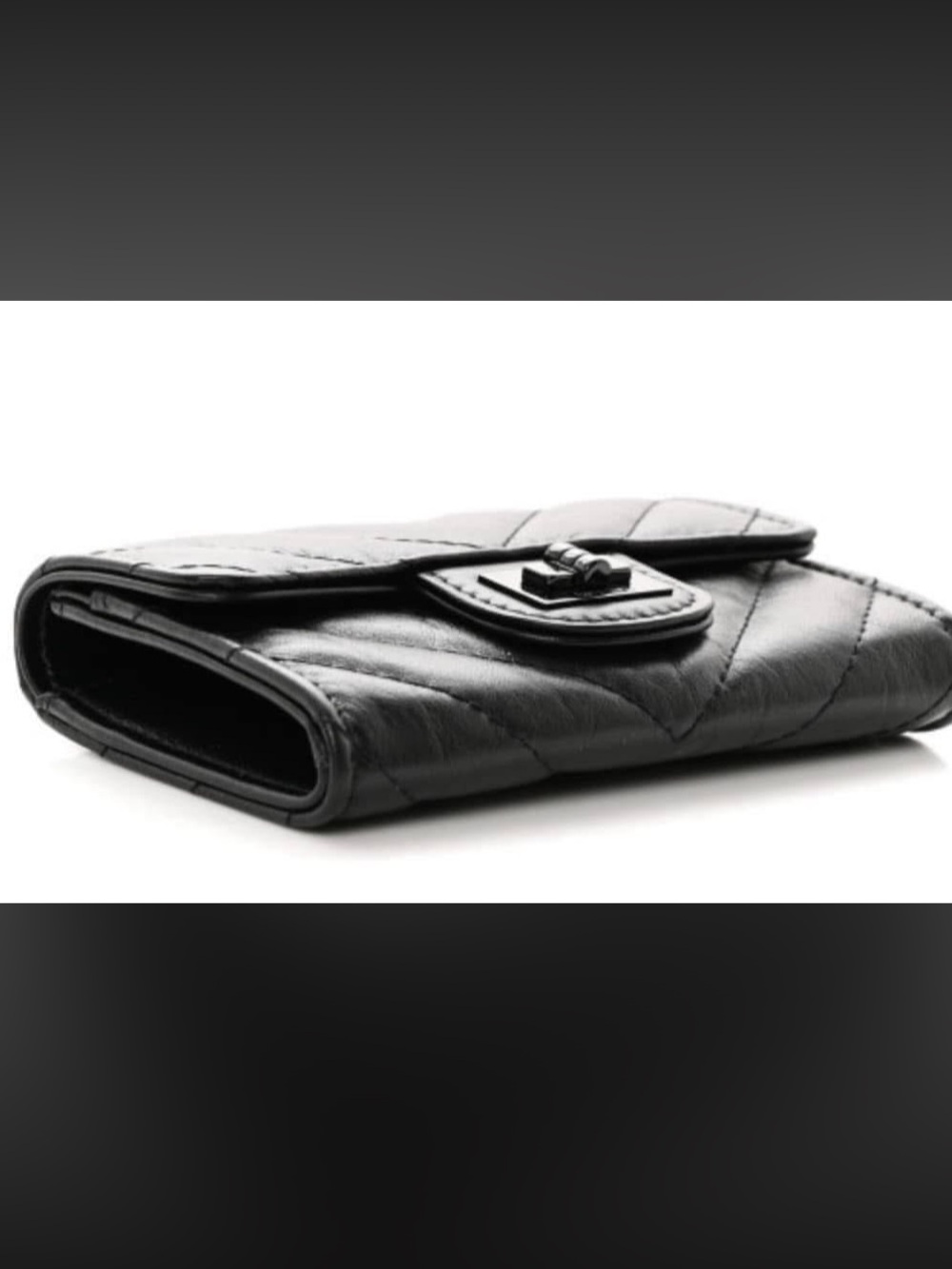 CHANEL Aged Calfskin Chevron Quilted Reissue Card Holder Wallet So Black - Picture 9 of 10